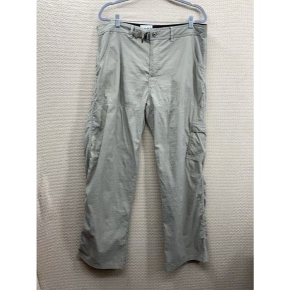 Prana‎ Breathe Khaki Hiking Pockets Snap Hem Cargo Pants Men Size 2XL Flawed